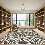 Earthy Floral Botanical Garden Rug