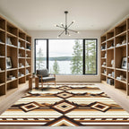Geometric Mountain Landscape Earthy Tone Rug