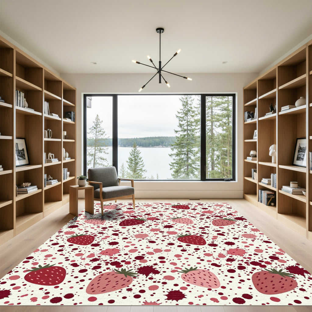 Pink Strawberry Splatter Scattered Rug