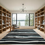 Abstract Monochrome Coastal Waves Rug