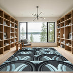Mid Century Modern Arched Blue Geometric Rug