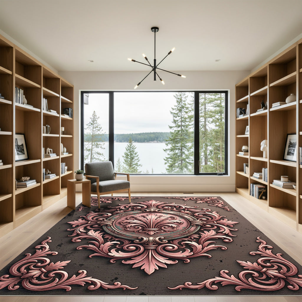 Rose Gold Flourish Medallion Rug