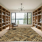 Golden Wheat Stalk Woven Lattice Rug