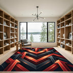 Crimson Gray Upward Arrow Chevron Rug