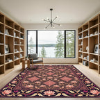 Brown Lotus Medallion Floral Accent Rug