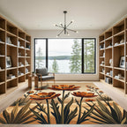 Golden Sunset Floral Botanical Art Rug