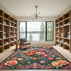 Elegant Rose Floral Lace Medallion Rug