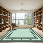 Mint Green Geo Border Frame Rug
