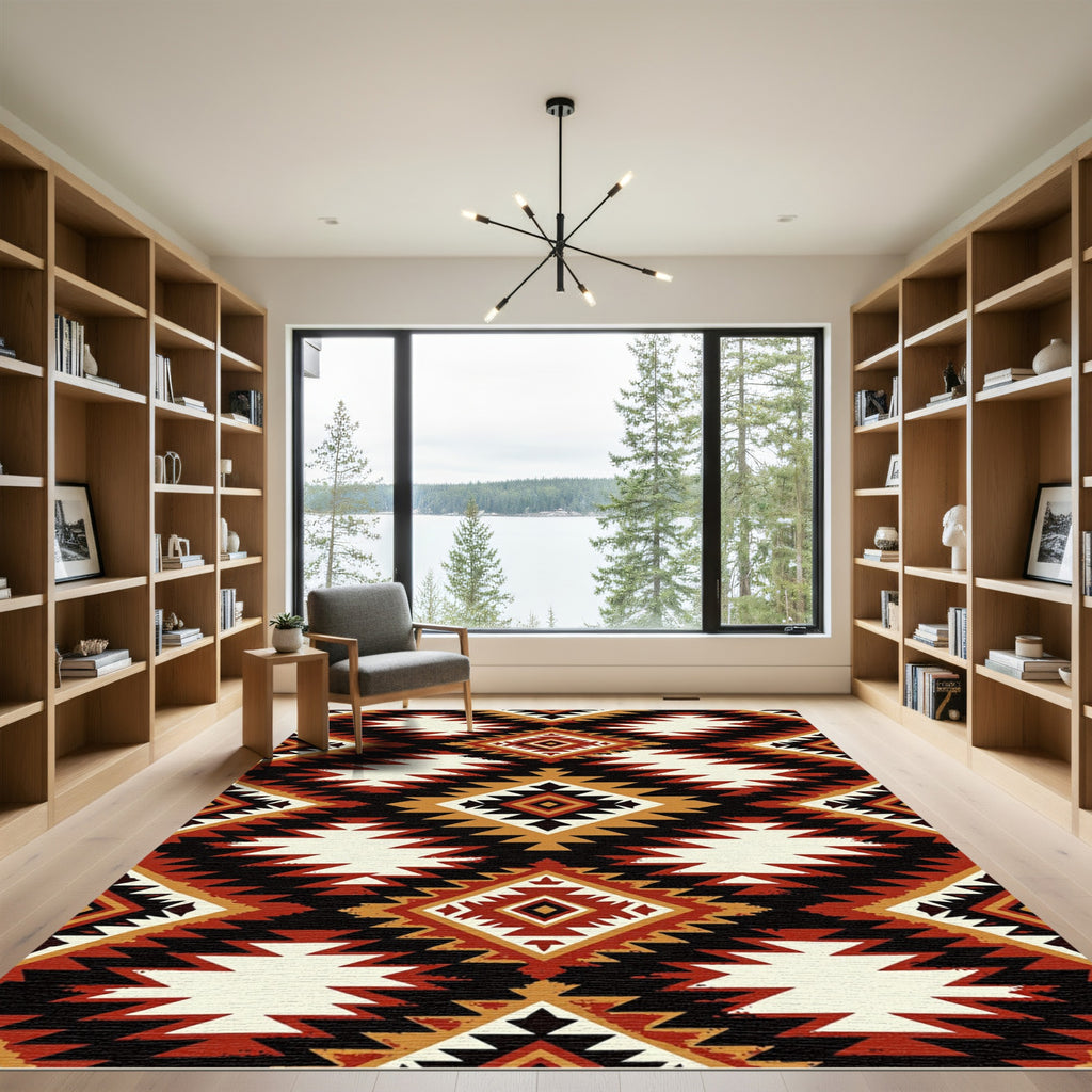 Earthy Southwestern Geometric Diamond Aztec Rug