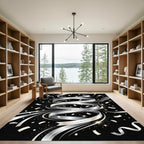 Elegant Silver Swirling Ribbon Celebration Rug