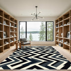Geometric Chevron Zigzag Dark Slate Rug