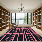 Modern Pink and Black Geometric Plaid Rug