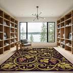 Ornate Gold Grapes Vine Scrollwork Rug