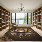 Elegant Golden Lotus Mandala Art Rug