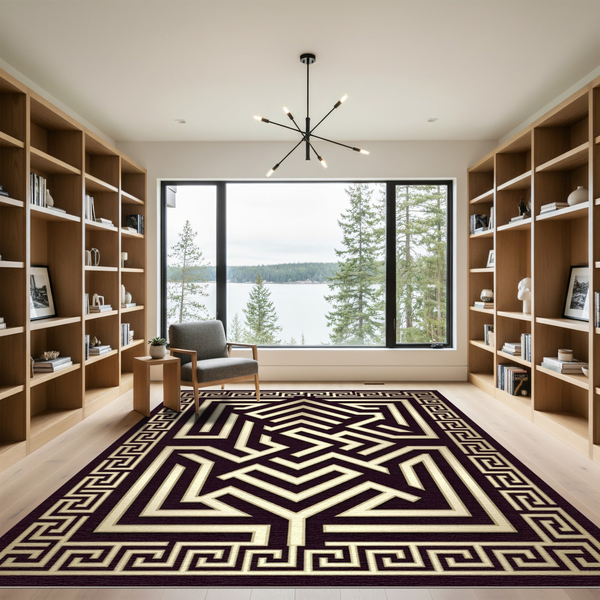 Gold Greek Key Maze Rug