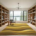 Golden Radiant Fluid Wave Abstract Rug