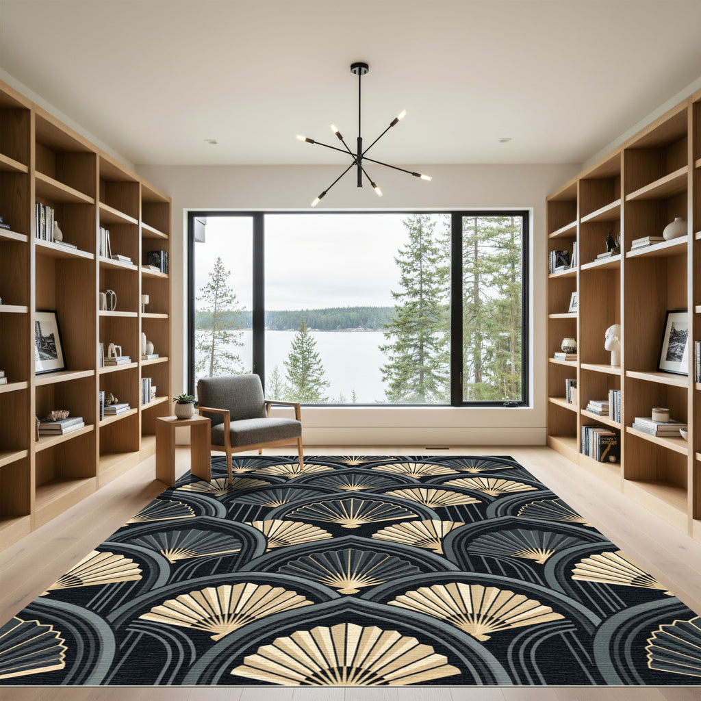 Gold Fan Archway Art Deco Rug