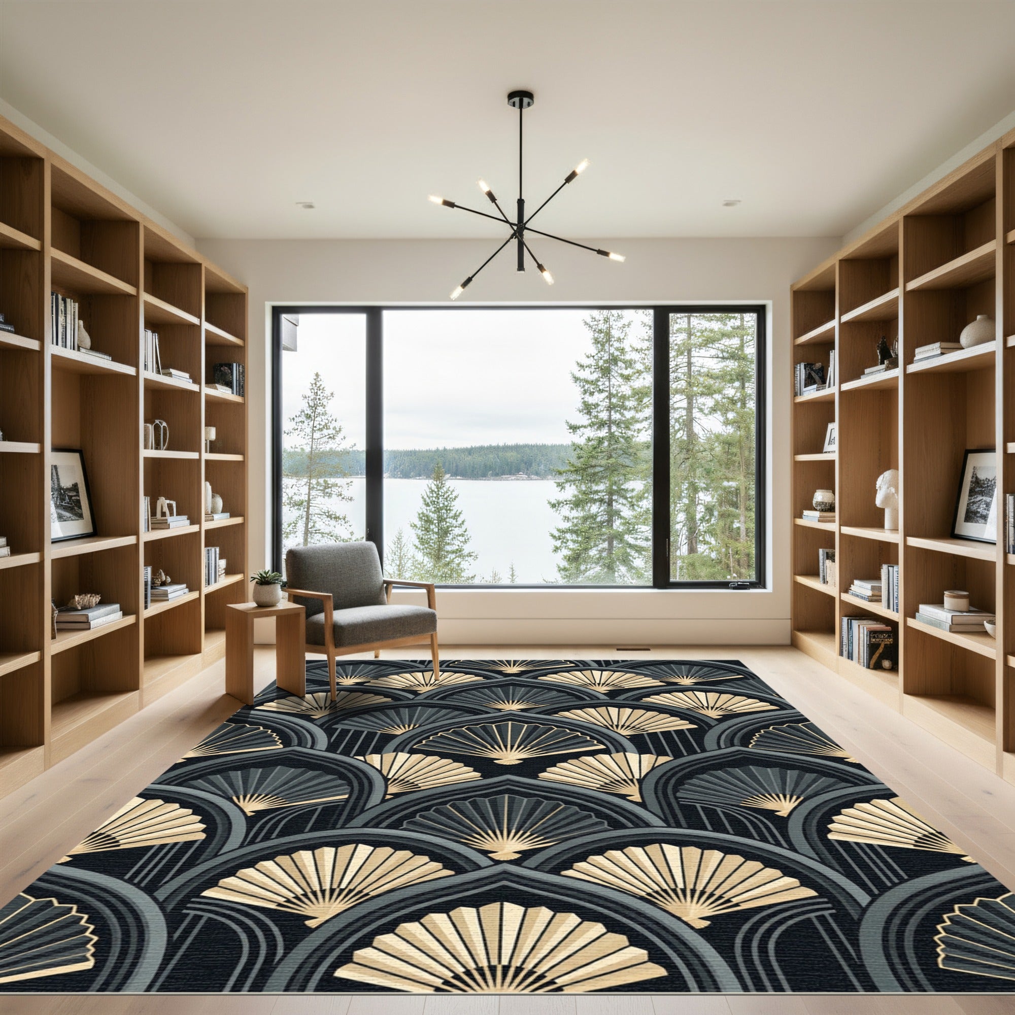 Gold Fan Archway Art Deco Rug