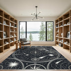 Celestial Black White Astro Compass Map Rug