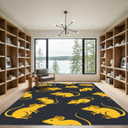 Whimsical Golden Mouse Illustration Rug