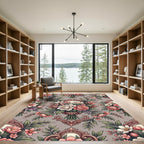 Baroque Pink Floral Bouquet Accents Rug