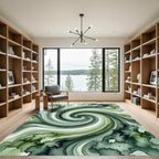 Elegant Sage Green Abstract Swirl Rug