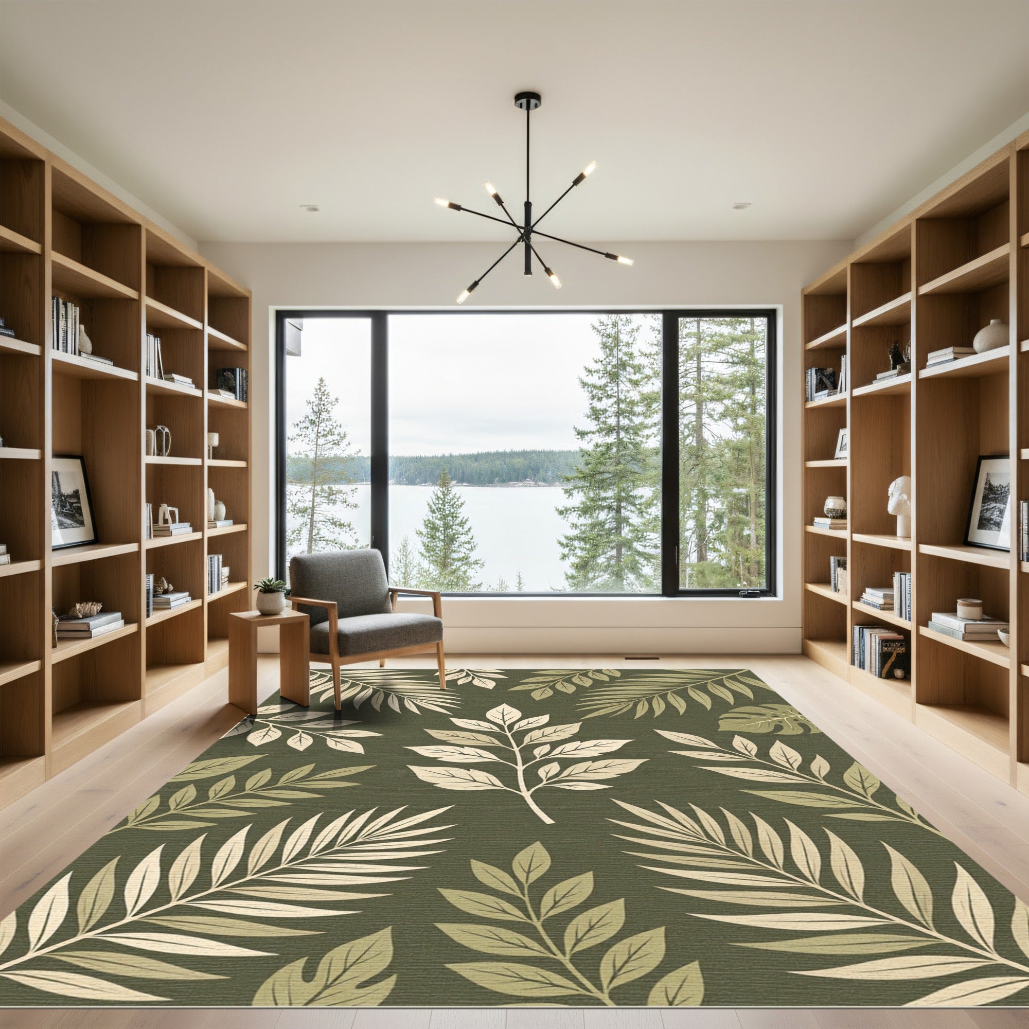 Lush Sage Tropical Foliage Rug