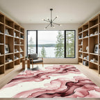 Burgundy Watercolor Abstract Flowing Clouds Rug