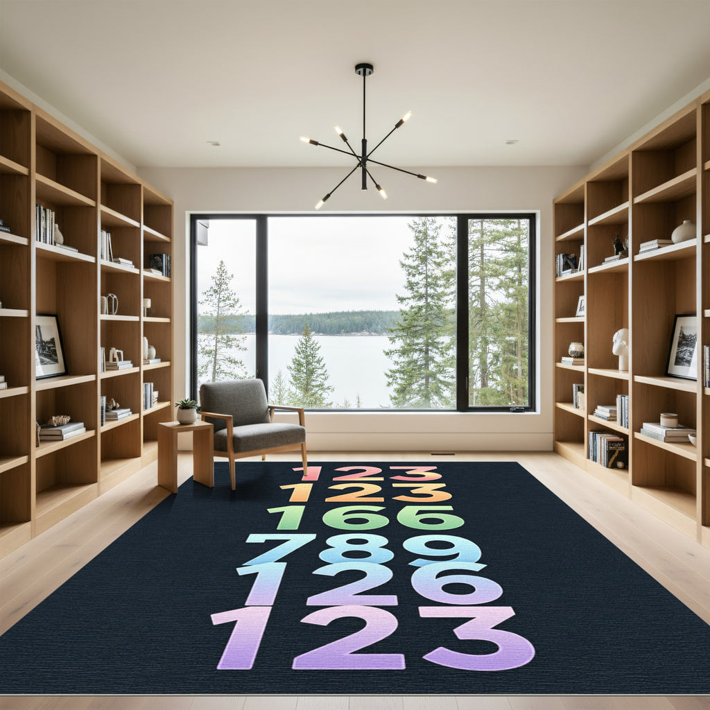 Gradient Rainbow Ombre Number Collage Rug