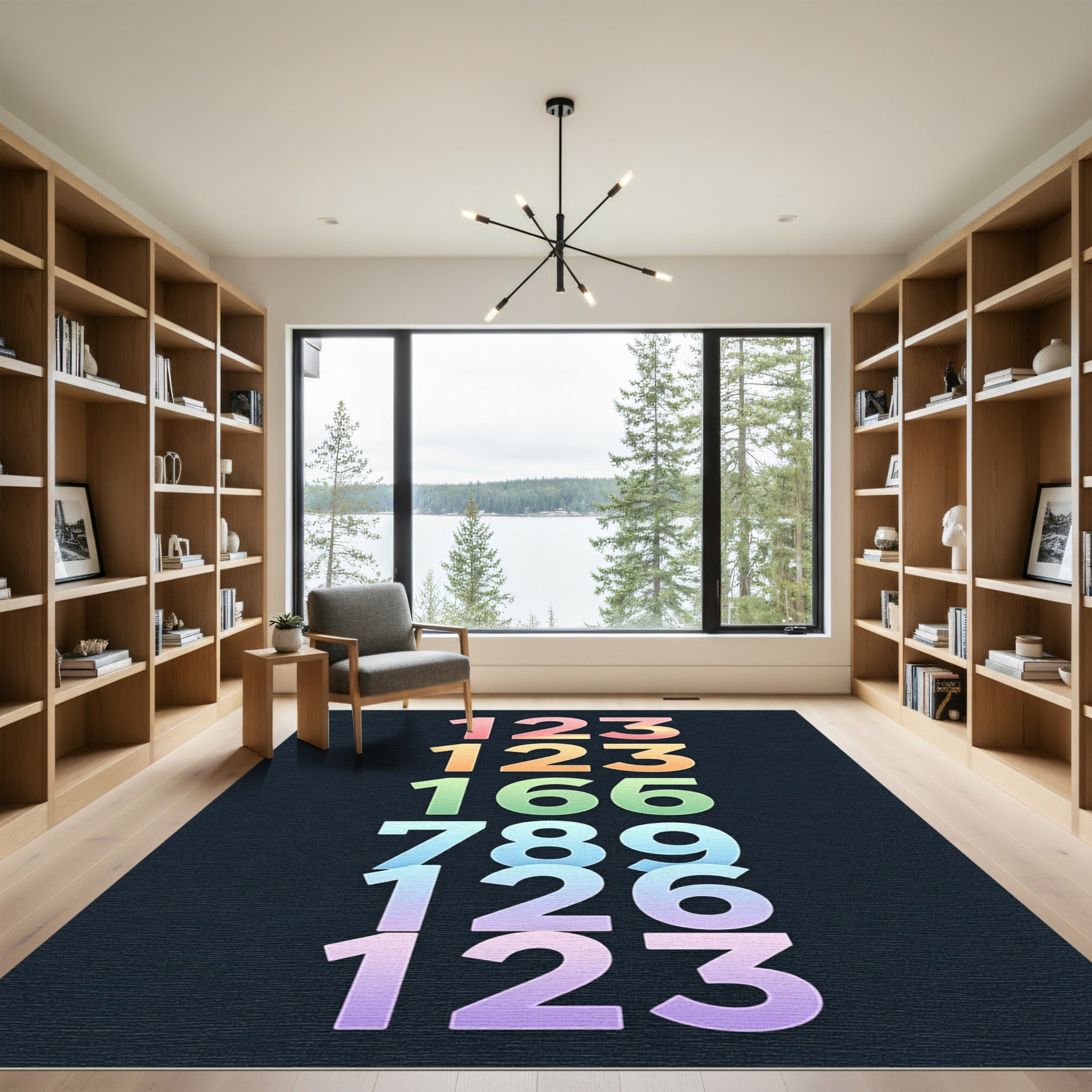 Gradient Rainbow Ombre Number Collage Rug