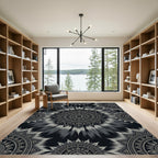 Monochromatic Floral Burst Mandala Rug