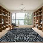 Monochromatic Gray Lotus Arch Pattern Rug