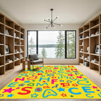 Alphabet Stars Yellow Playful Composition Rug
