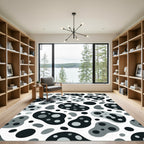 Monochrome Abstract Organic Polka Dot Rug