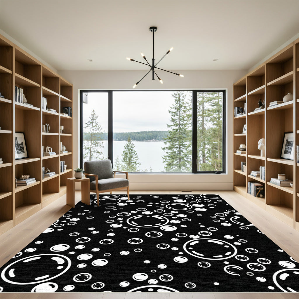 Black White Bubble Cluster Rug