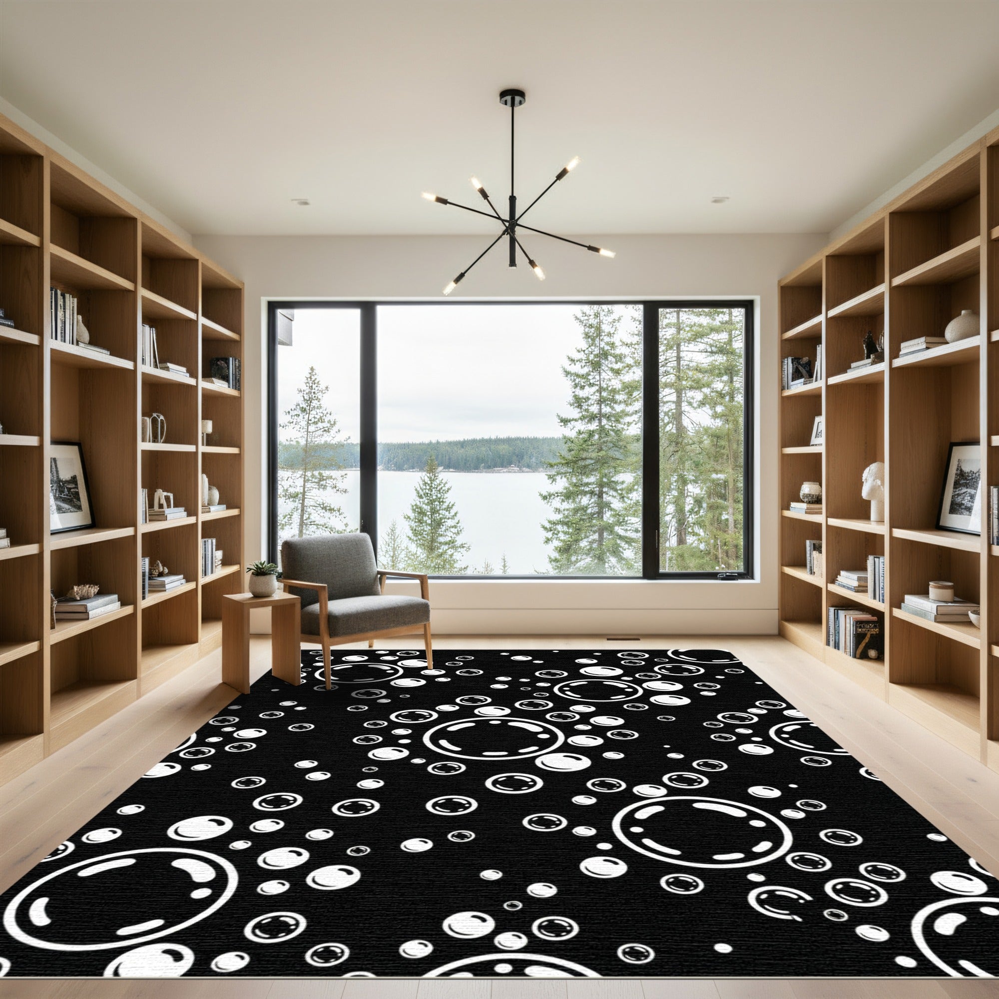 Black White Bubble Cluster Rug