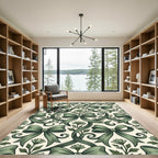 Sage Ribbon and Floral Swirls Rug