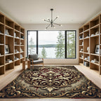 Ornate Golden Damask Crimson Royal Filigree Rug