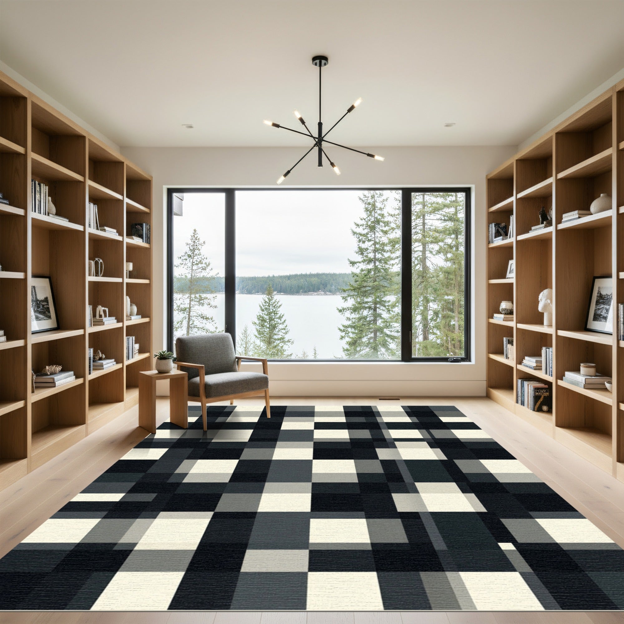 Monochrome Shadowed Buffalo Check Rug