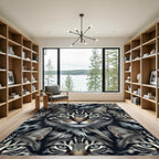 Feline Portrait Collage Gray Black Rug