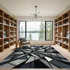 Monochrome Geometric Shards Abstract Area Rug