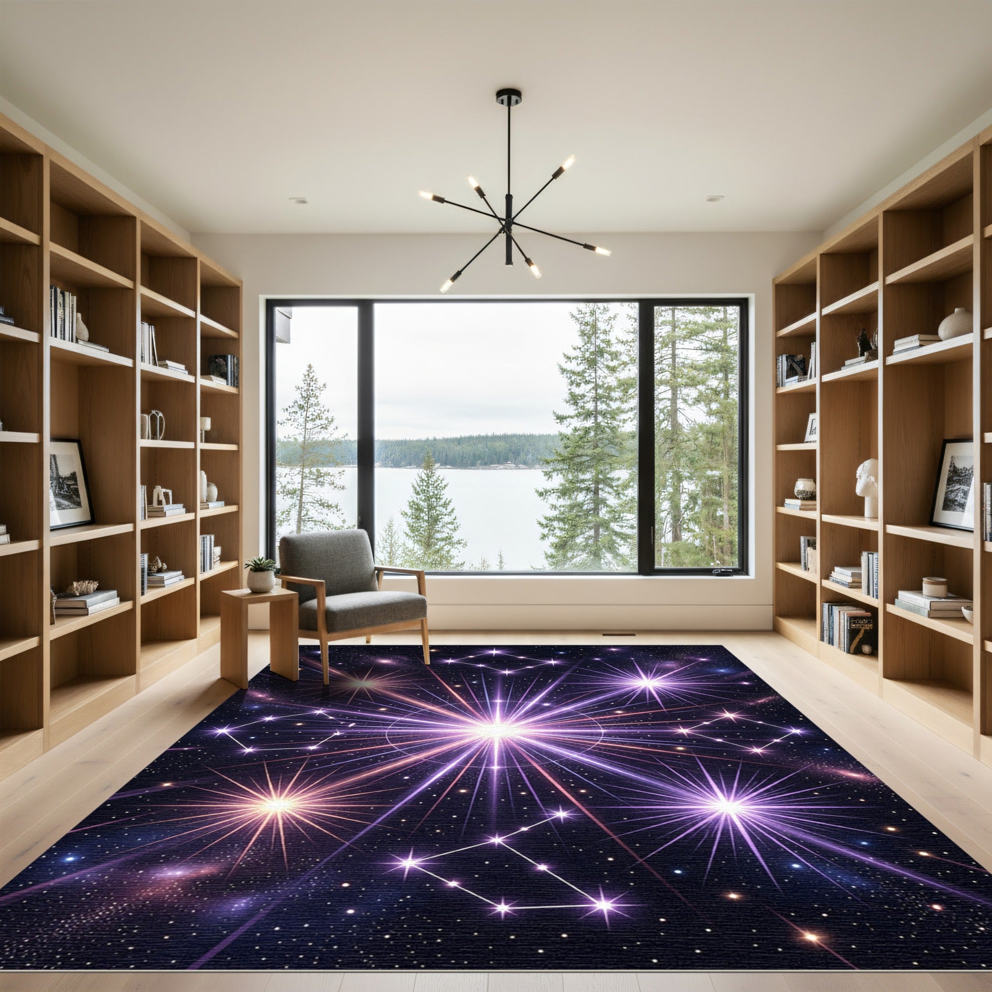 Cosmic Purple Starburst Constellation Rug