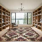 Rich Plum Floral Damask Vintage Ribbon Rug