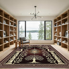 Elegant Dark Arch Floral Lantern Illustration Rug