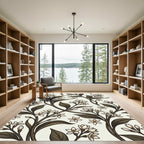 Vintage Cream Botanical Floral Branches Rug