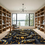 Gold and Black Serpents Reptile Texture Rug