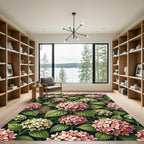 Pink Hydrangea Floral Garden Collage Rug