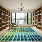 Gradient Grid Textured Square Mosaic Rug