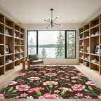 Pink Carnation Garden Floral Whimsical Rug