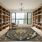 Gilded Golden Floral Mandala Rug